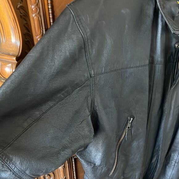 Gianni Velente Made in Italy genuine black leather fully lined Y2K Moto jacket - Picture 8 of 12